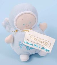 Gund GOD BLESS BABY Blue Angel Rattle Lovey Plush #5716